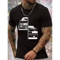 thumbnail image 1 of Camiseta de verano para hombre con estampado de coche único: cuello redondo, manga corta, informal., 1 of 4