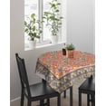 thumbnail image 4 of Purple Red Floral Boho Suqare Tablecloth - 54 x 54 Inch, Vintage Ethnic Tribe Abstract Art Waterproof & StainResistant Tablecloth, Washable Oil-proof Table Cover for Dining/Party/Wedding/Buffet, 4 of 9
