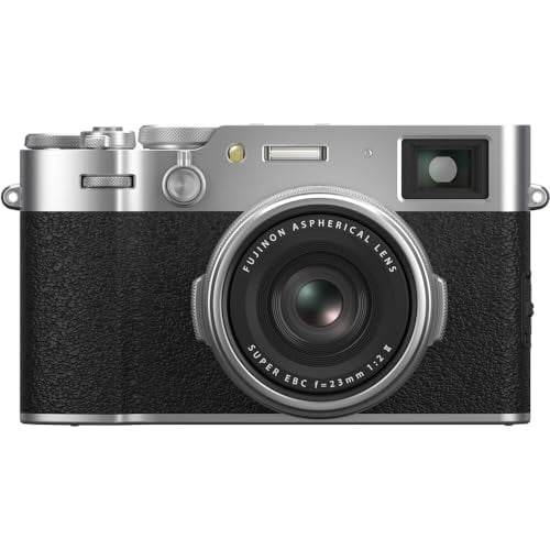 FUJIFILM X100VI Digital Camera (Silver) (16821822) + 2 x 64GB Card + Card Reader + 2 x NP-W126 Battery + Charger + LED Light + Corel Photo Software + Case + Flex Tripod + Memory Card Wallet + More