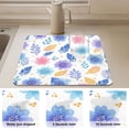 thumbnail image 4 of Dish Drying Mat Absorbent Dish Drainer Kitchen Counter 19.7x15.7inch Dish Drying Pad for Countertops Sinks Draining Racks Blue and Purple Flowers, 4 of 9