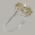 thumbnail image 3 of LBG British Made 18k White Gold Cultured Pearl & Citrine Womens Statement Ring - 33 size options - Size 8.75, 3 of 6