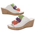 thumbnail image 2 of Women's New Summer Large Size Mixed Color Muffin Fish Mouth Wedge Sandals Summer Sandals for Women White 38, 2 of 8