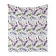 thumbnail image 1 of Dragonfly Soft Flannel Fleece Throw Blanket, Abstract Bugs Hippie Style Sketchy Flowers Artwork, Cozy Plush for Indoor and Outdoor Use, 60" x 80", Pale Blue Purple, by Ambesonne, 1 of 6