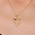 thumbnail image 3 of Gem Stone King 18K Yellow Gold Plated Silver Blue Sapphire and White Moissanite Heart Pendant Necklace for Women | 0.24 Cttw | Gemstone September Birthstone | Round 3.5MM | With 18 inch Chain, 3 of 6