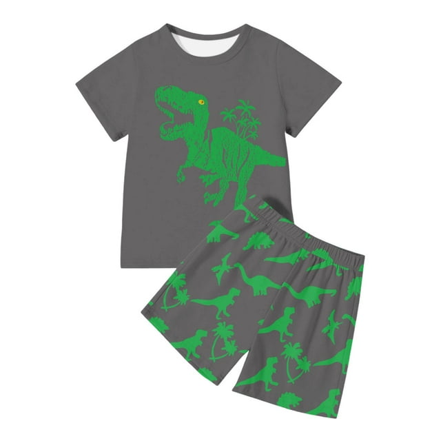 Vêtements Garçon Dinosaure T-Shirt à Manches Courtes Tee Tops Shorts Décontractés Col Rond Vêtements d'Été Bébé Garçon Vêtements Garçon 9-10 Ans Mode Garçon