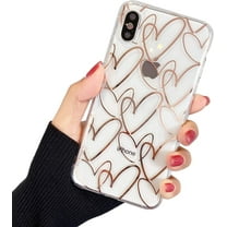 Compatible with iPhone X/XS Case,Soft Slim TPU Fit Full-Around Protective Cute Clear Heart Pattern Phone Case Glitter Cover for iPhone X/XS 5.8''-Heart