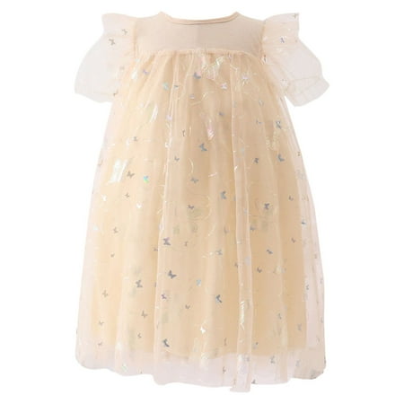 

Toddler Girls Dress Fly Sleeve Star Moon Paillette Princess Dress Dance Custome Party Ruffles Dresses Clothes Kids Party Dresses