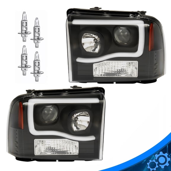 LED DRL Projector Headlights Fit For 2005-07 Ford F250 F350 F450 F550 Super Duty