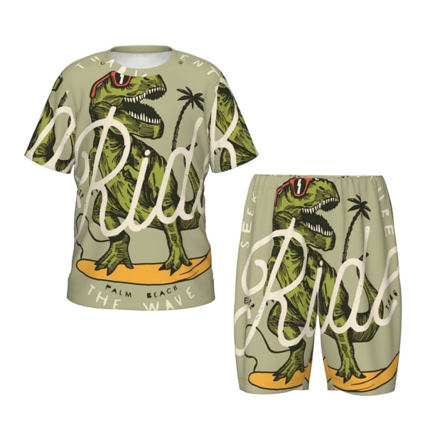 Balery Dinosaur Conjunto de Pijama Infantil de Manga Corta con Estampado – Ropa de Dormir de Algodón Suave-XX-Large