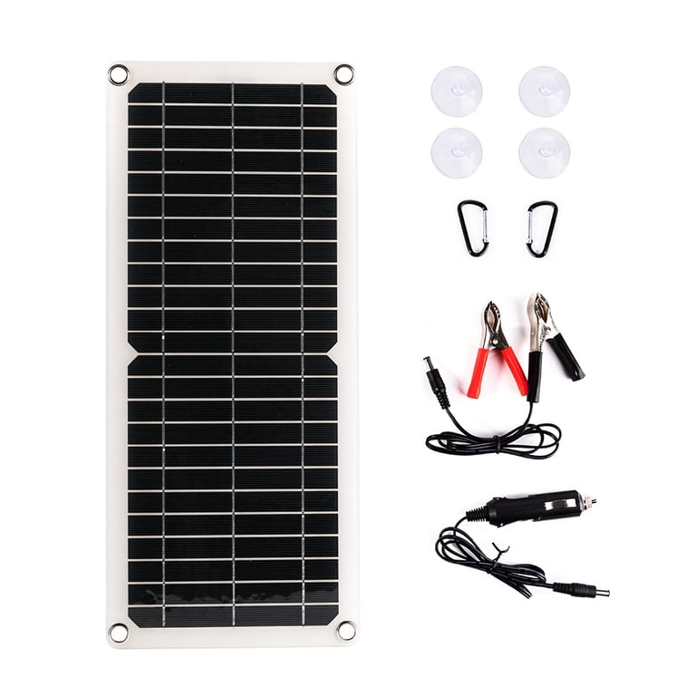Solar Panel Battery Charger, 12V Portable Solar Trickle Battery Maintainer  with Cigarette Lighter Plug & Alligator Clip for Car, Boat, Motorcycle, 
