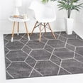 thumbnail image 1 of Unique Loom 3151496 8 x 8 ft. Geometric Trellis Frieze Square Rug, Dark Gray, 1 of 2