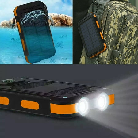 Tagital Waterproof 300,000mAh Solar Charger Solar Power Bank Dual USB Portable Charger for iPhone Android