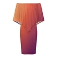 thumbnail image 4 of Abstract Texture Purple Orange Gradient Women's Off The Shoulder Ruffles Summer Wedding Guest Loose Casual Party Beach Dress, 4 of 9