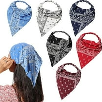 6 Pack Hair Scarf Headband for Women, Elastic Bandana Head Scarf Large Boho Triangle Kerchief