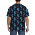 thumbnail image 5 of Xecao offers the Blue Seahorse for Men's Casual Short-sleeved Shirt, a button-up collared shirt with a pocket, perfect for beach vacations and yacht travel in the Large size., 5 of 7