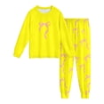 thumbnail image 4 of Elegyee Girls Pajama Sets Bow Print Long Sleeve Top Pants PJ Set Sleepwear(3-14 Years), 4 of 6