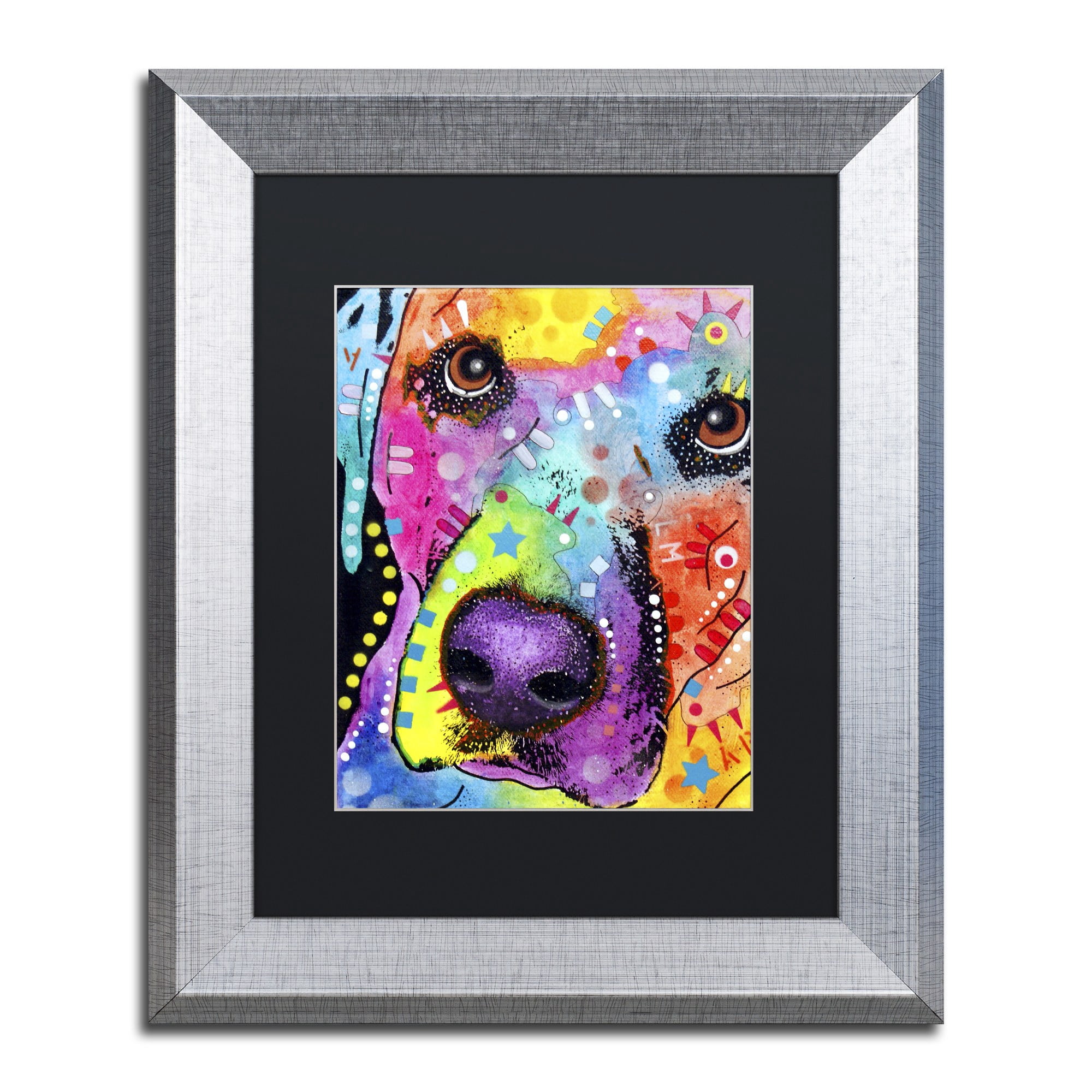 Trademark Fine Art "Closeup Labrador" Canvas Art by Dean Russo, Black Matte, Silver Frame