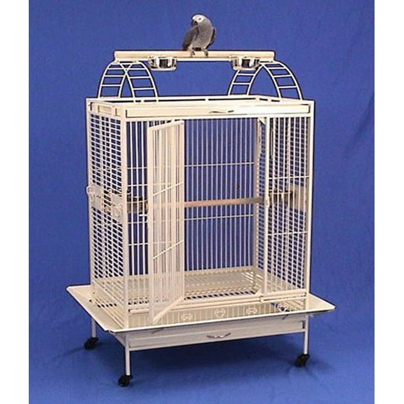 XX-Large 40"L x 30"W x 71" H Deluxe Extra Strong Wrought Iron Castle Play Top Parrot Bird Rolling Cage With Extra Strong 6mm Wire
