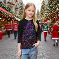 thumbnail image 7 of YUNAFFT Girls Christmas Print Casual 3/4 Sleeve Round-Neck Blouses & Shirts Cotton-Like Comfort Fit Elastic 4-14Y, 7 of 7