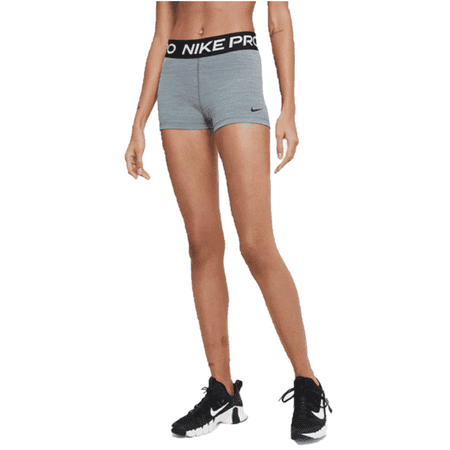 Nike Womens Pro 3" Shorts (Smoke Grey/Heather/Black/Black, Large)