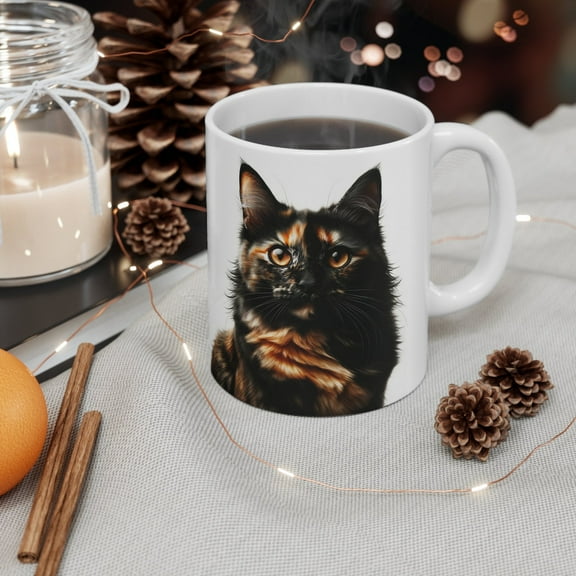 Beautiful Tortoiseshell Cat On a Coffee Mug /Cup, Ceramic Mug 15Oz