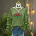 thumbnail image 4 of Yteetum Merry Christmas Sweatshirts for Women Oversized Crewneck Christmas Pleated Ruffle Trim Pullover Hoodless Sweatshirts Tops Womens Casual Xmas Graphic Round Neck Loose Lantern Sleeve Sweatshirt, 4 of 7