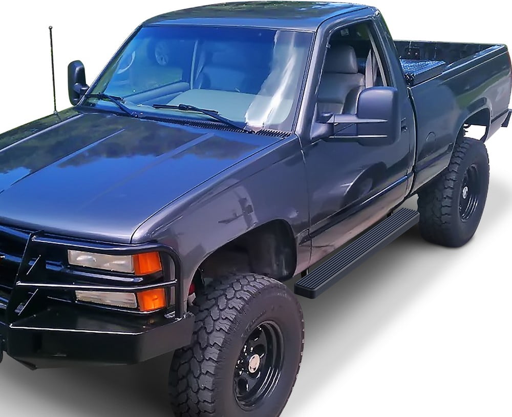 APS Running Boards 5 inches Black Compatible with Chevy GMC CK 1988-1998 Regular Cab & Chevy Tahoe 95-99 2Dr & GMC Yukon 92-99 2Dr (Exclude ZR2) Stainless Steel (Nerf Bars Side Steps Side Bars)