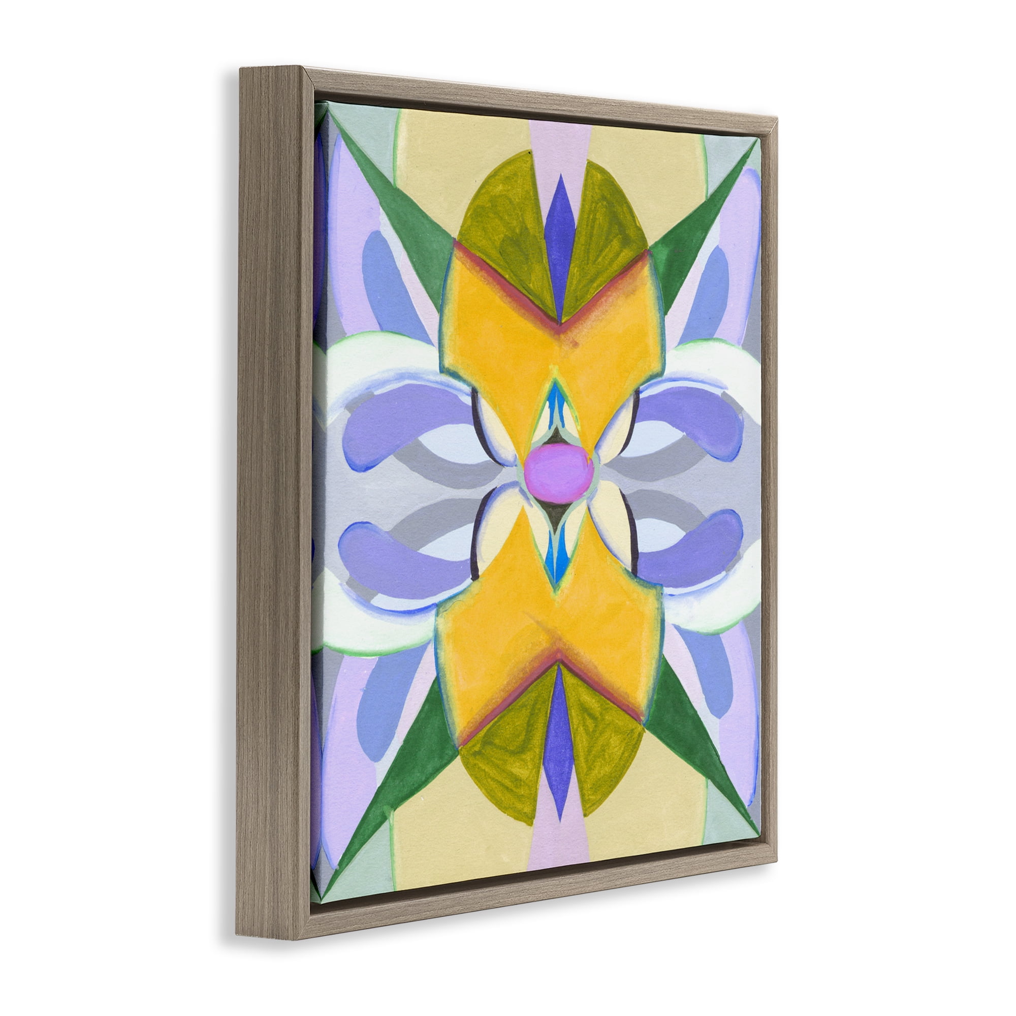 Stupell Industries Revival Kaleidoscope Symmetry Brown Framed Floater Canvas Wall Art, design by Melissa Wang
