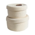 thumbnail image 3 of Cesta de almacenamiento de cuerda de algodón, caja de almacenamiento de escritorio con tapa, contenedor multiusos para guardería de bebé, bolso,, 3 of 9