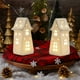 thumbnail image 5 of Decoración navideña de cerámica con escena luminosa de ciervo y muñeco de nieve | Adorno navideño blanco | Juego de figuras con luz LED | Decoración navideña de mesa y luz nocturna, 5 of 5