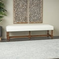 thumbnail image 2 of DecMode Fabric Bench with Brown Traditional Wood Turned Legs, Cream, 2 of 10
