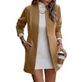thumbnail image 3 of SLADYGLO Women Open Front Long Sleeve Side Pocket Mid-Length Trench Coat, 3 of 6