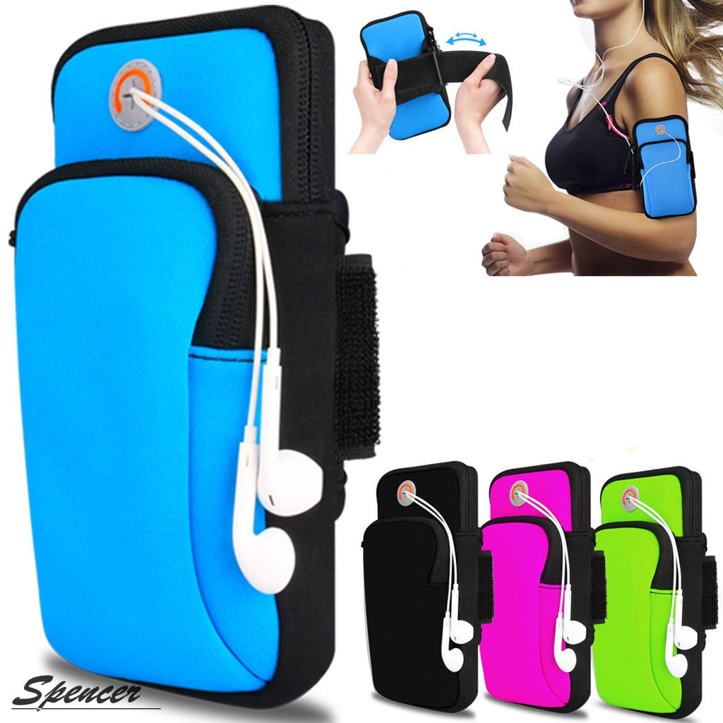 Quality Sports Armband Gym Running Phone Case Cover+In Ear Headphones✔BLUE 
