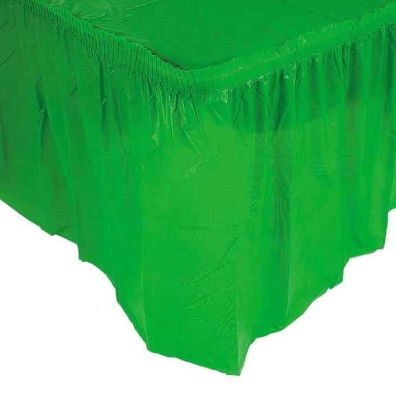Green Plastic Pleated Tableskirt - Party Supplies - 1 Piece
