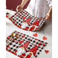 thumbnail image 2 of Valentines Placemats Gnome Love Heart Heart Balloon Valentines Day Place Mats for Dining Room Black Bufallo Plaid Washable Table Mats for Kitchen Dining Decorations Set of 6, 2 of 6
