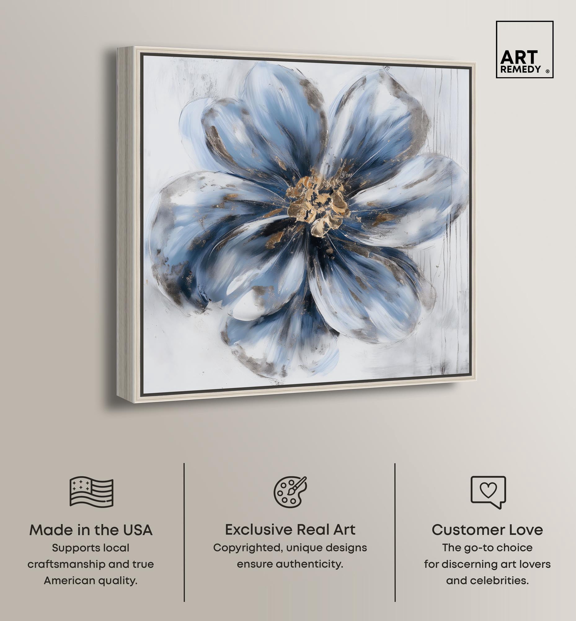 Frosted Elegance I Canvas Flower Art by Art Remedy, Silver Frame, 16" x 16"