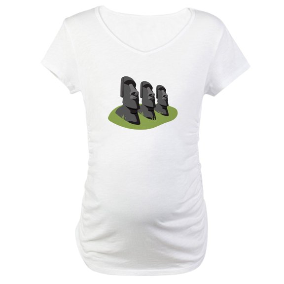 CafePress - Easter Island Maternity T Shirt - Cotton Maternity T-shirt, Cute & Funny Pregnancy Tee