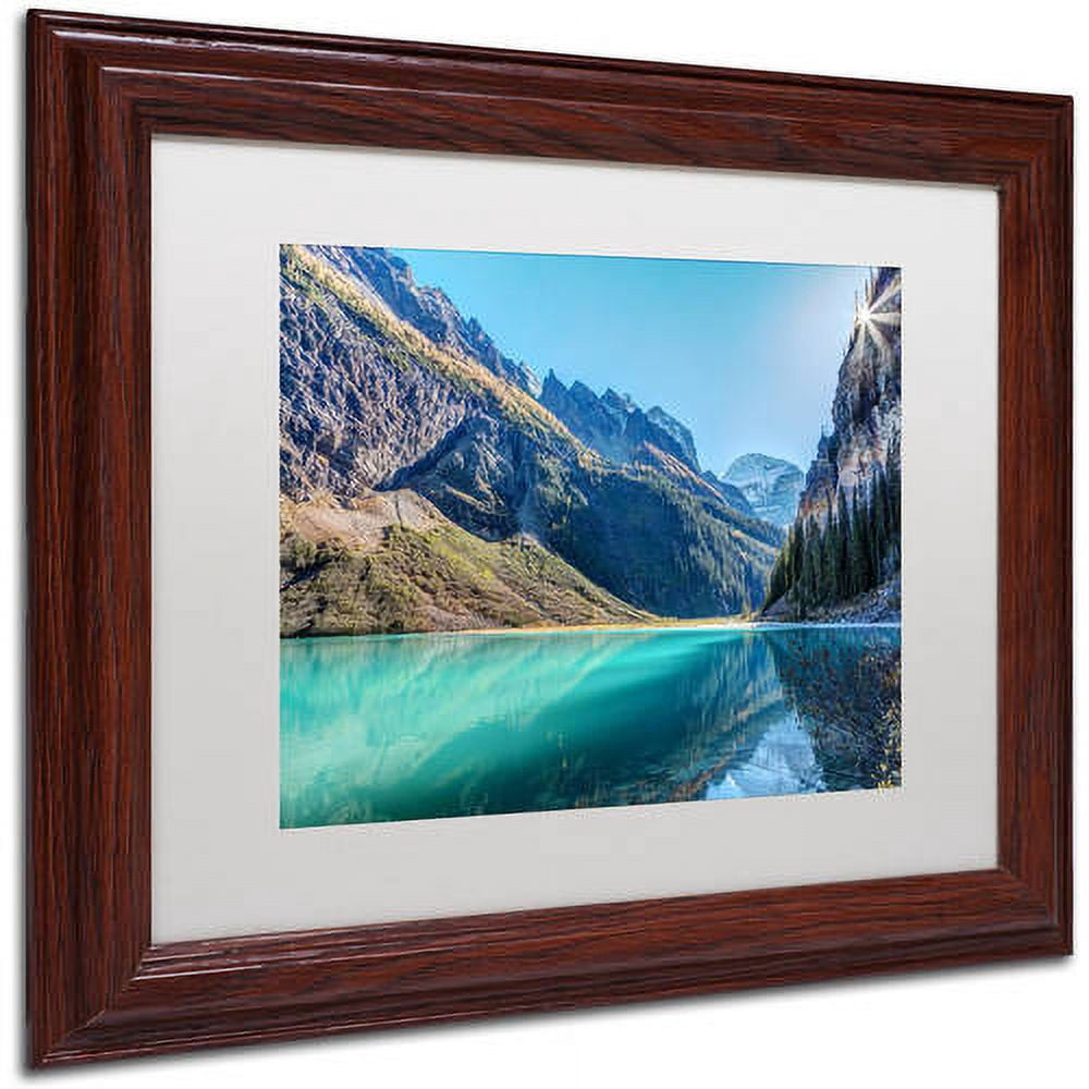 Trademark Fine Art 'Lake Louise Sunburst' Canvas Art by Pierre Leclerc, White Matte, Wood Frame