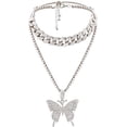 thumbnail image 5 of Collar de mariposa de cadena cubana para mujer, colgante de mariposa de circón de cristal de hielo, collar de hip hop para damas y niñas, metal, diamantes de imitación TUNC Sencillez, 5 of 5