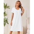 thumbnail image 5 of Ekouaer Cotton Nightgowns for Women Short Sleeve Night Gown V Neck Sleep Shirt Button Nightshirt Soft House Dress, 5 of 6