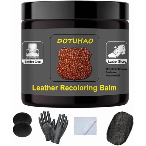 Leather Recoloring Balm & Scratch Repair - All-in-One Restorer for Shoes, Bags, Furniture & Car Seats - Professional Grade Leather Dye & Paint - Restores Color & Hides Scratches (Dark Brown)