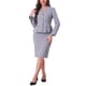 thumbnail image 2 of Conjuntos de trajes para mujeres INSPIRE CHIC, atuendos de negocios, blazer peplum sin cuello, falda lápiz formal, conjunto de 2 piezas, L gris púrpura, 2 of 6