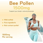 Clear Formulas Bee Pollen Natural Superfood Capsules, 1500mg, Immune Support, 200 Count