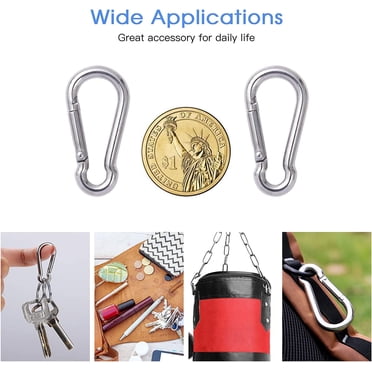 Spring Snap Hooks Carabiner Clips - 12 PCS 304 Stainless Steel Clip 1 57in 175lbs Capacity Quick Link Small Indoor Outdoor Camping Dog Leashes Fishing