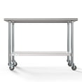 thumbnail image 3 of Pemberly Row Table de Travail Commerciale en Acier Inoxydable 18-Gauge 24"x48 Pouces avec Roulettes, 3 of 13
