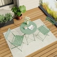 thumbnail image 6 of 3-Piece Outdoor Bistro Set - Folding Patio Table and Chairs, Compact Metal Frame Bistro Set for Small Spaces, Green, 6 of 9