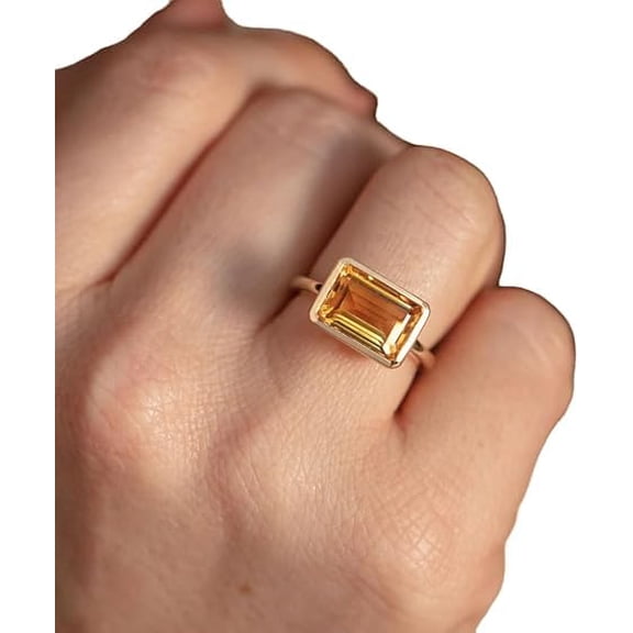 Citrine Gemstone Ring, Natural Citrine Tiny Ring, November Birthstone, Womens Ring, Gold Micron Ring, 925 Sterling Silver, Dainty Ring, Minimal Stackable Ring, Gift For Her, Christmas Gift