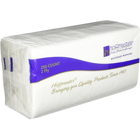 GJSP Beverage Napkins, 2-Ply 9 1/2 X 9 1/2, White, Embossed, 1000/carton