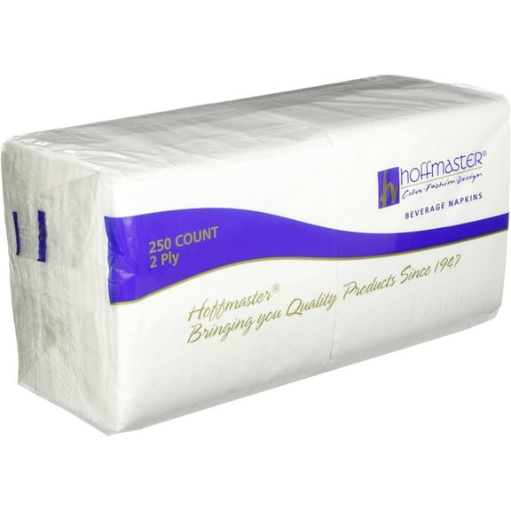 GJSP Beverage Napkins, 2-Ply 9 1/2 X 9 1/2, White, Embossed, 1000/carton