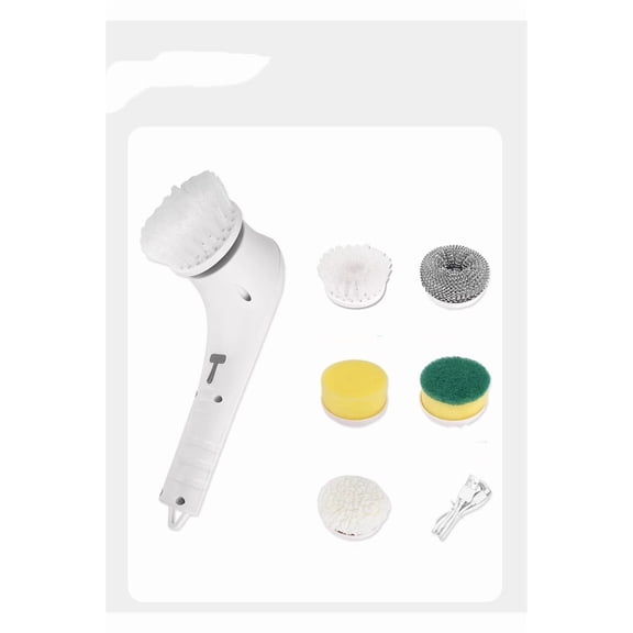 Electric Spin Scrubber, Upgrade Cordless Shower Scrubber with 5 Replaceable Brush Heads and 2 Adjustable Speeds, Electric Cleaning Brush（14.5*11*8cm）